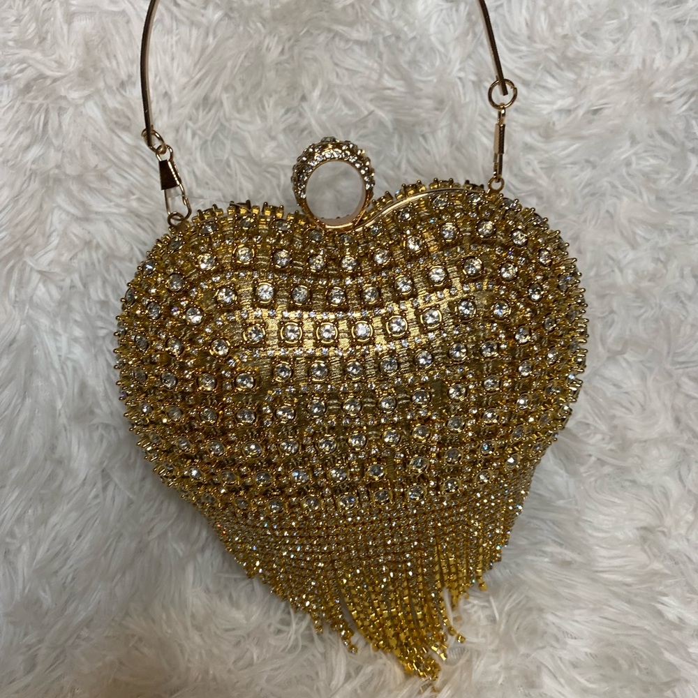 heart shaped gold clutch
